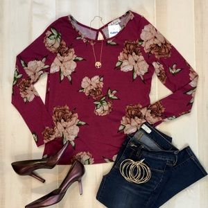 Adara Floral Print Twisted Open Back Top